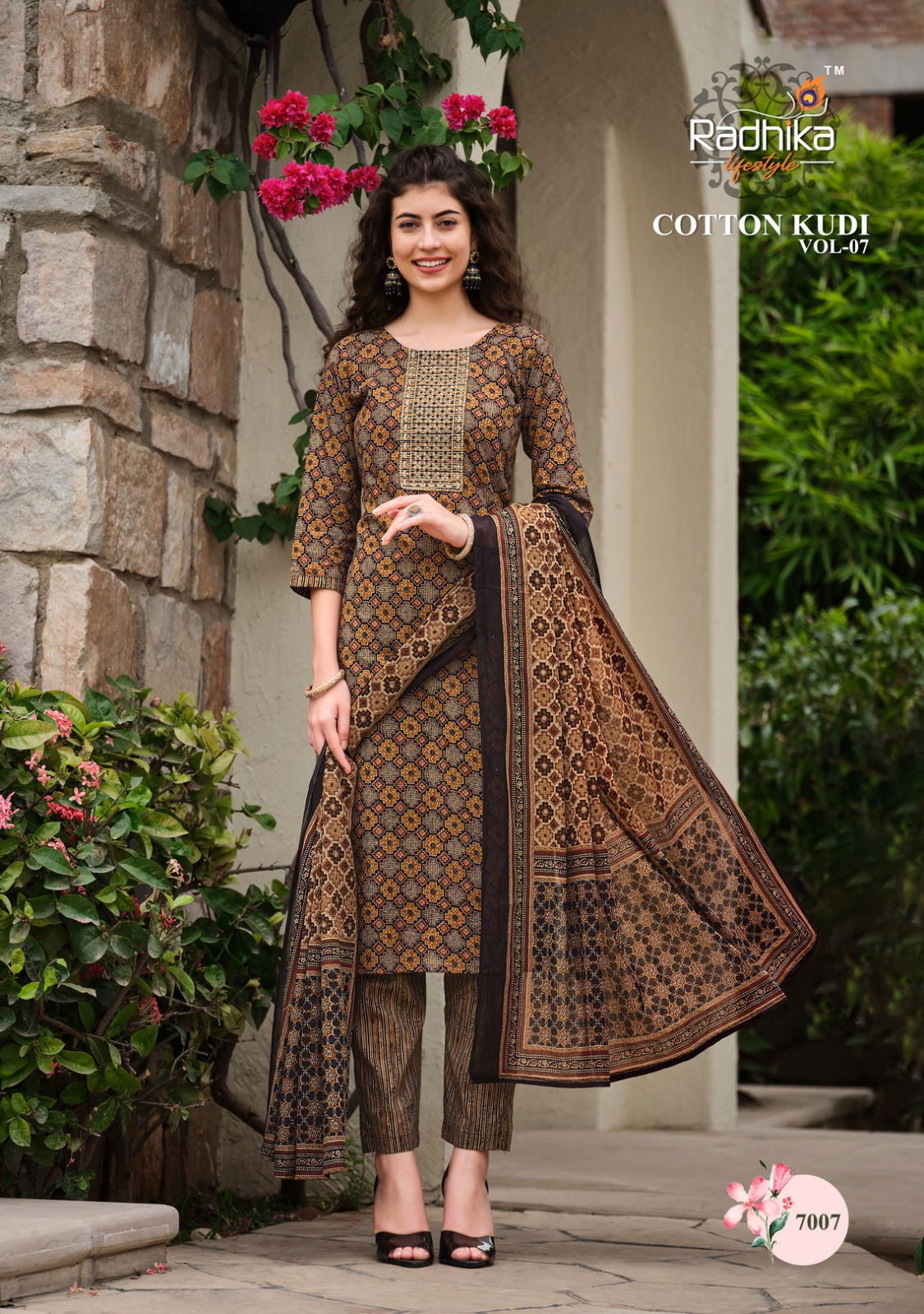 Radhika Cotton Kudi Vol 7 Printed Kurti With Bottom Dupatta
